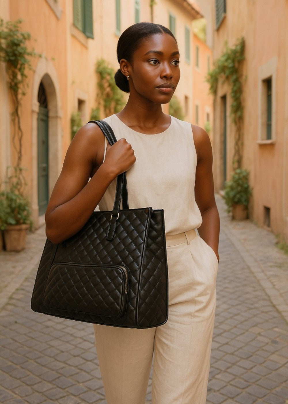 3-i-1 quiltet shopper taske