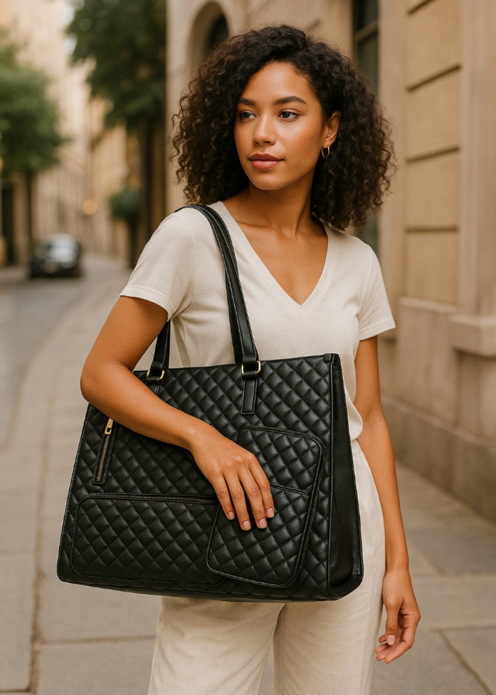 3-i-1 quiltet shopper taske