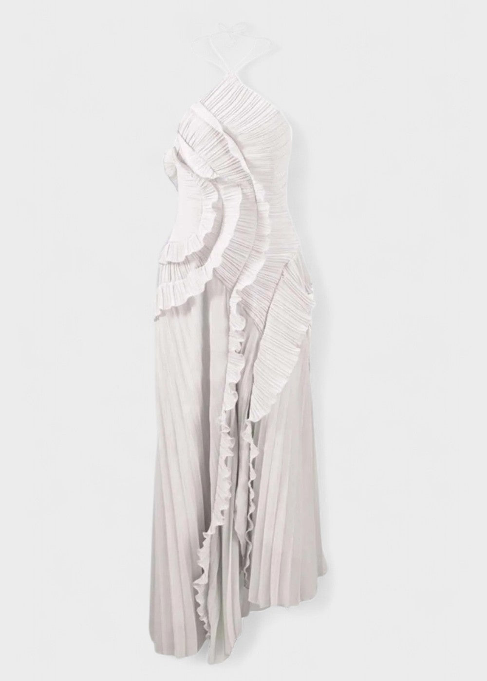 Elegant halterneck-kjole med faldende flæser - Vichy Signature