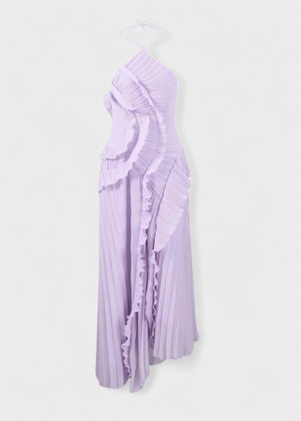 Elegant halterneck-kjole med faldende flæser - Vichy Signature